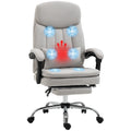 Fauteuil de bureau massant inclinable en microfibre gris clair/crème avec support lombaire – 1 place