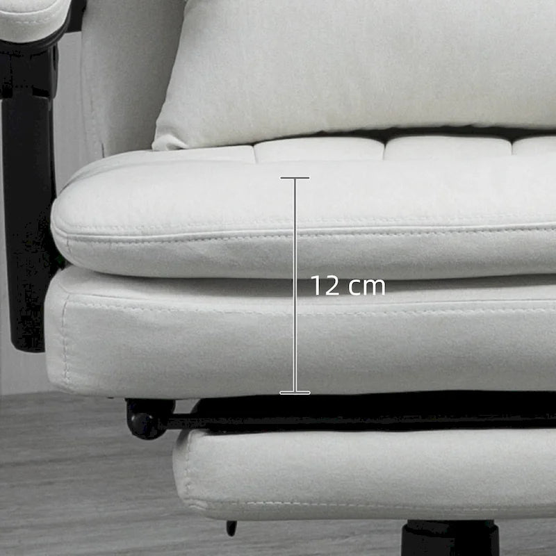 Fauteuil de bureau massant inclinable en microfibre gris clair/crème avec support lombaire – 1 place