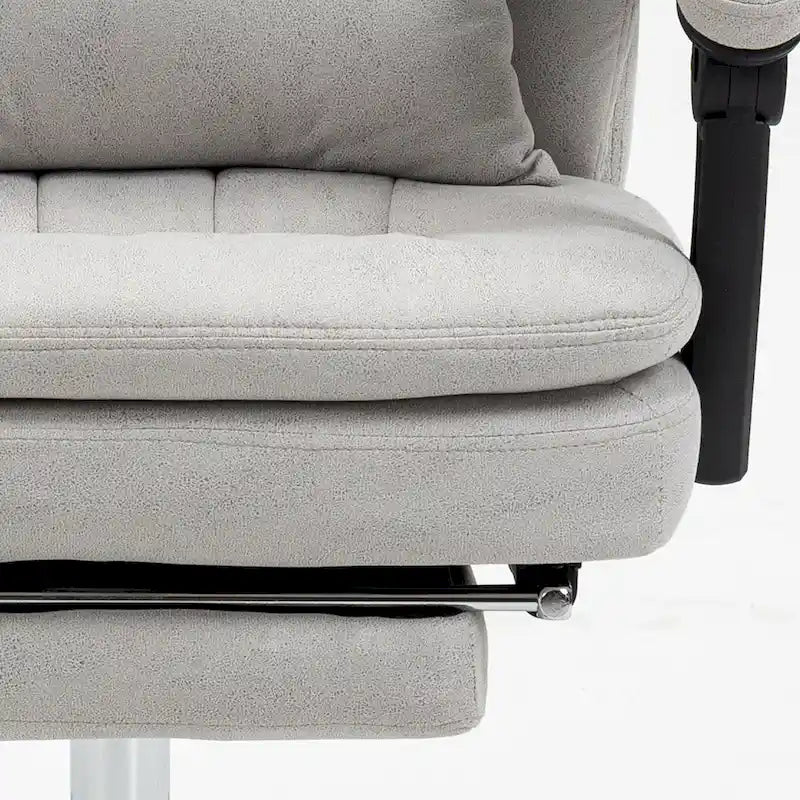 Fauteuil de bureau massant inclinable en microfibre gris clair/crème avec support lombaire – 1 place