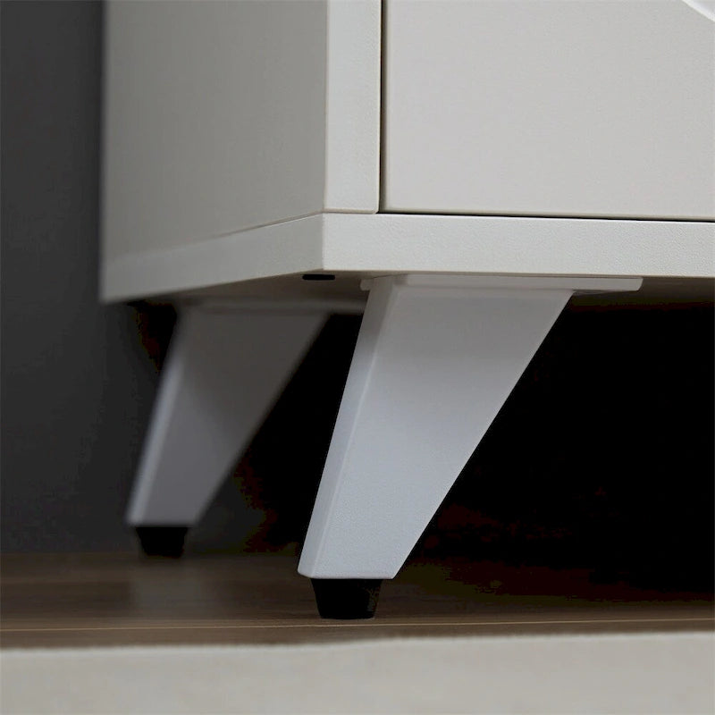 Buffet bahut 4 portes blanc et or avec motif ondulation d'eau et étagères amovibles – 1 pièce