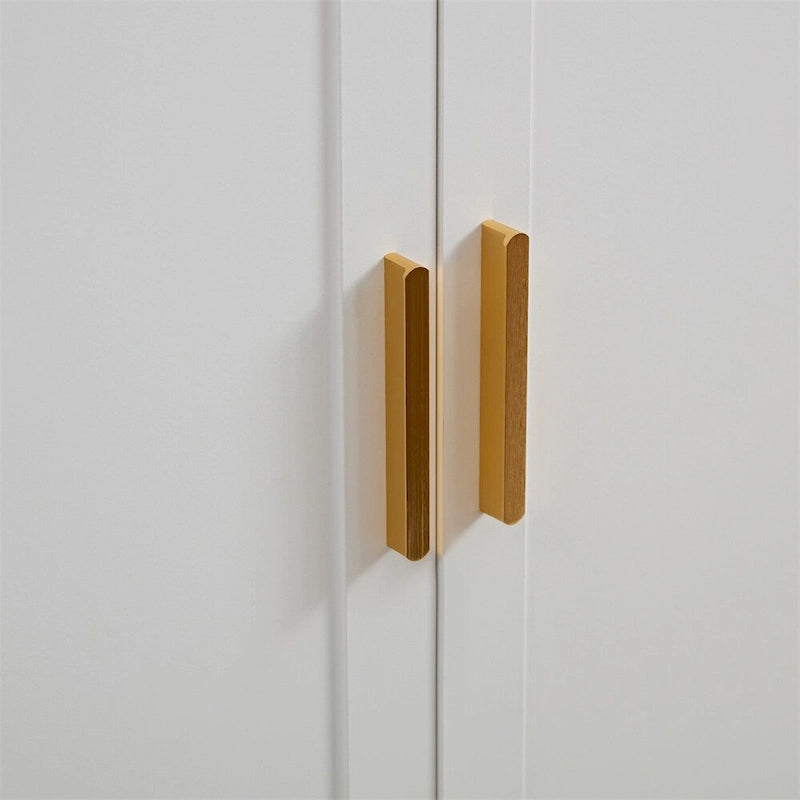 Buffet bahut 4 portes blanc et or avec motif ondulation d'eau et étagères amovibles – 1 pièce